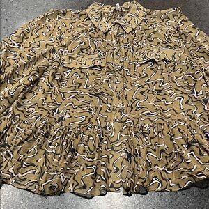 Joie Tan and Black Patterned silk blouse